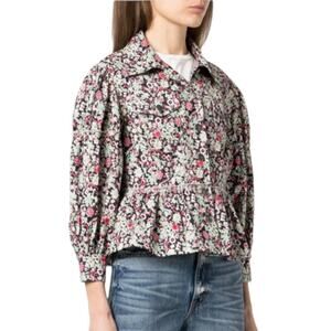 New Women’s Cinq A Sept Party-Print Peplum Lizzie Jacket Size 8